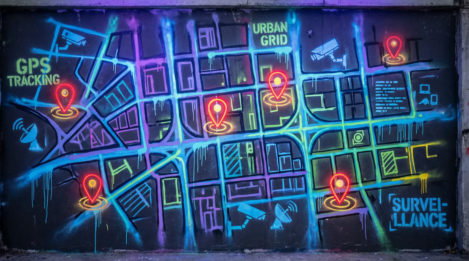 欧美肥臀 狗仔追踪地图 - 城市涂鸦风格